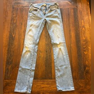 True Religion Women's Blue Jeans Billie Low Rise Straight Leg 27 Designer Denim